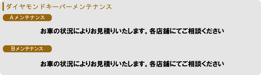 ダイヤモンドキーパーメンテナンス料金