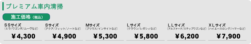 プレミアム車内清掃の料金